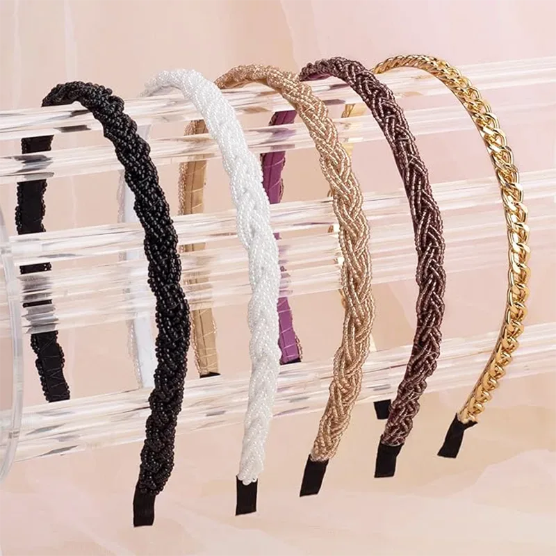 Flexible Pearl Beaded Metal Headbands