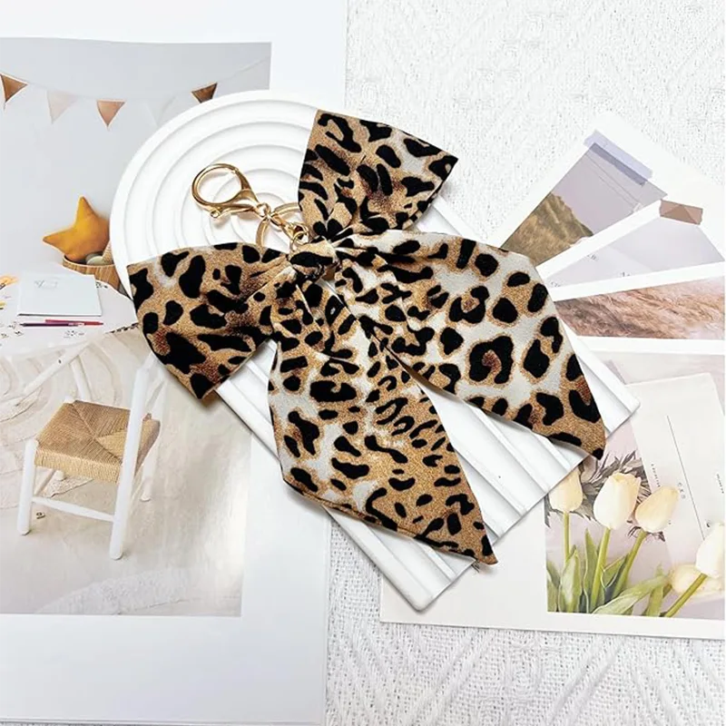 Leopard Print Bow Bag Charm